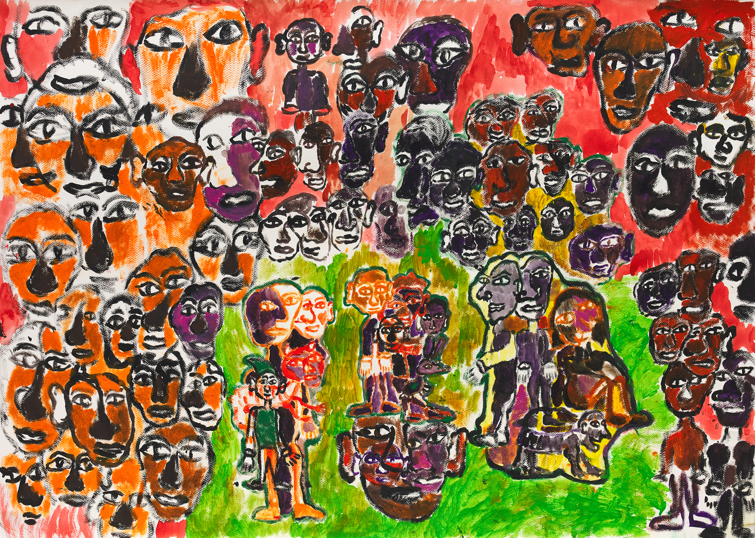 Colorful Field with Heads